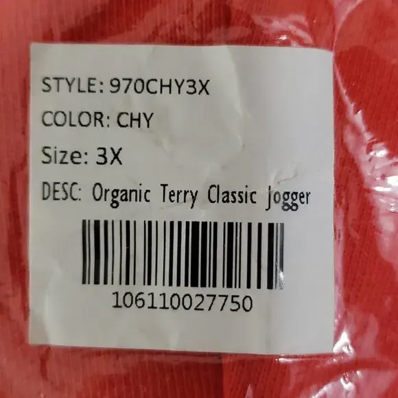NWT Mate The Label Organic Cotton Classic Terry Jogger Cherry Red Pant